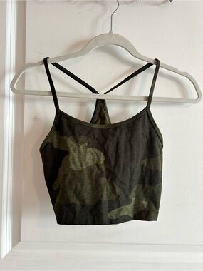 aerie Camo Strappy Crop Tank Top - Olive
